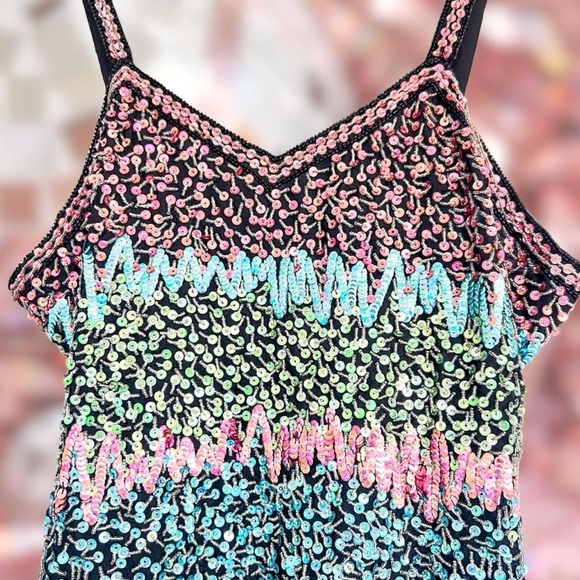 Vintage Cocktail Dress ⚡️ 1980s⚡️ Midi ⚡️ 100% Silk - 80s Beaded Dress - Picture 2 of 8